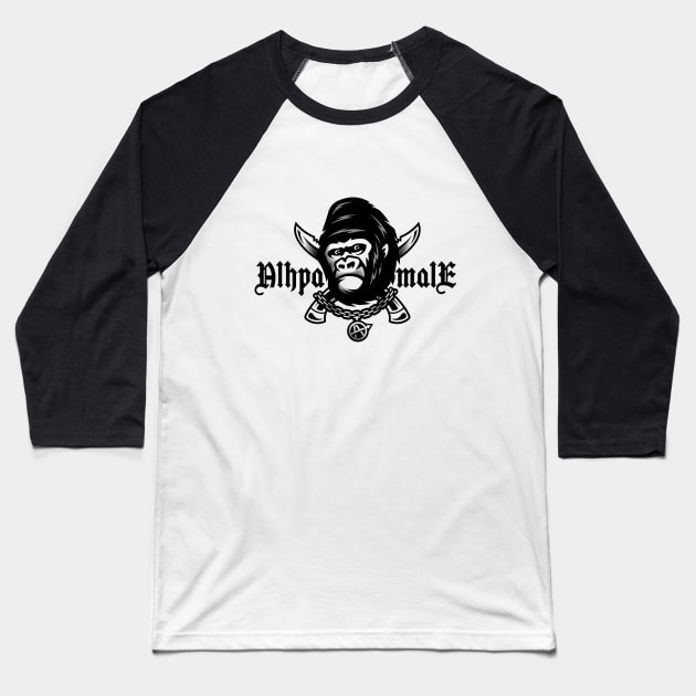 Angry gorilla and crossed knives. Baseball T-Shirt by Cridmax